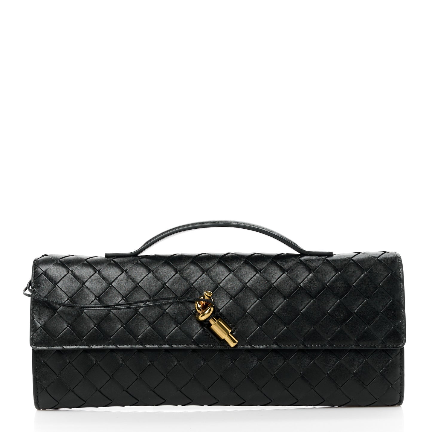 Nappa Intrecciato Long Andiamo Top Handle Clutch Black