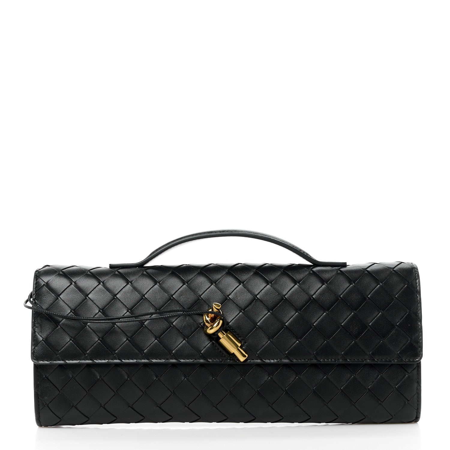 Bottega Veneta Nappa Intrecciato Long Andiamo Top Handle Clutch Black 1 of 11