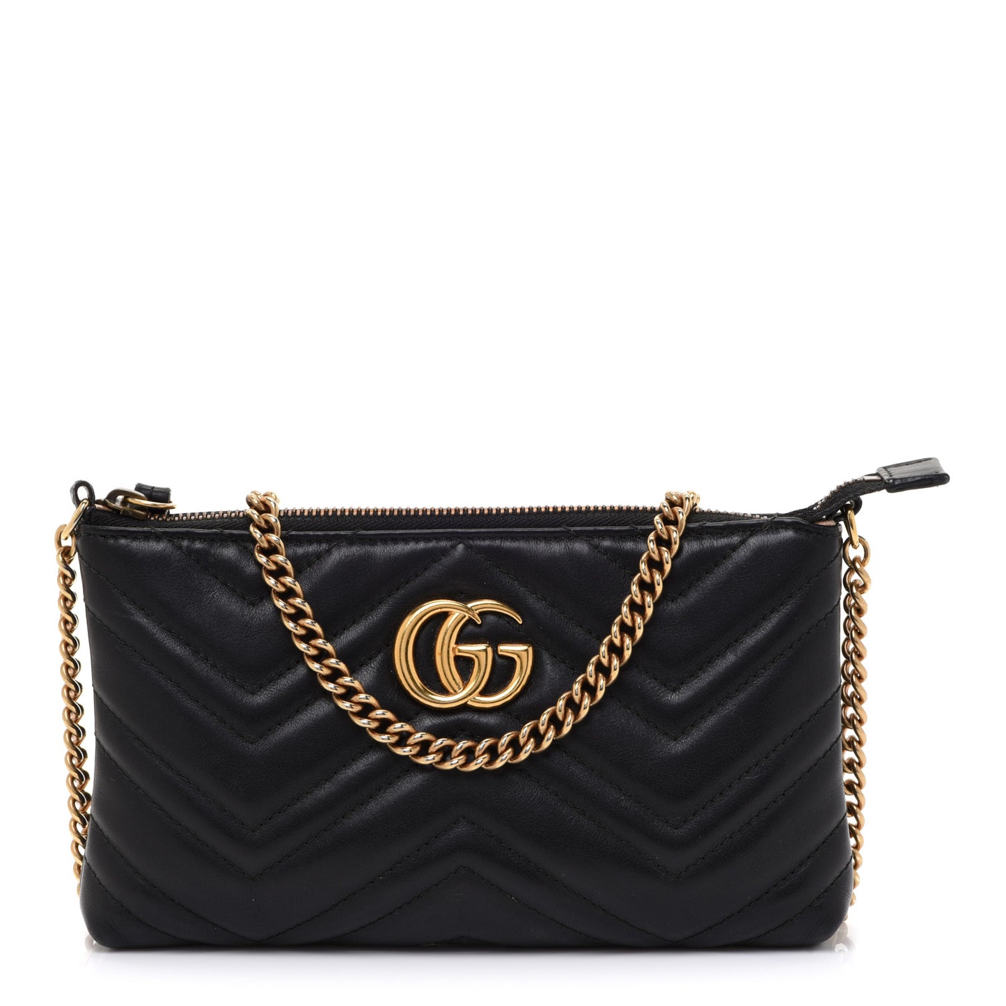 Calfskin Matelasse Mini GG Marmont Chain Bag Black