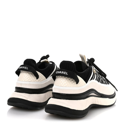 Chanel Fabric Suede Calfskin Sneakers 38 White Black 5 of 8