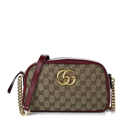 Gucci Monogram Azalea Calfskin Matelasse Diagonal Small GG Marmont Chain Shoulder Bag Beige Ebony New Cherry Red 1 of 9