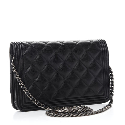 Chanel Calfskin Quilted Boy Wallet On Chain WOC Black 3 of 15