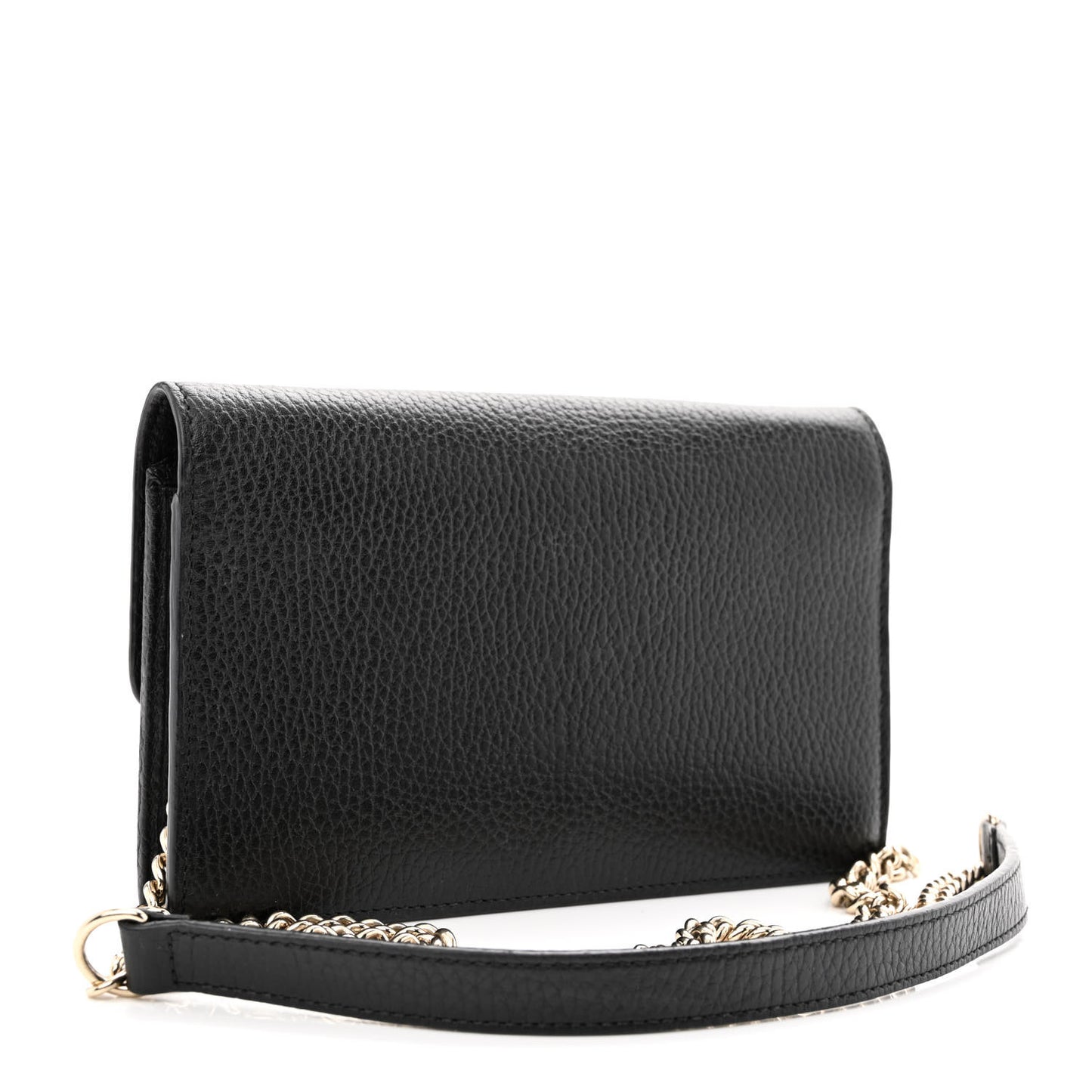 Dollar Calfskin Interlocking G Chain Wallet Black