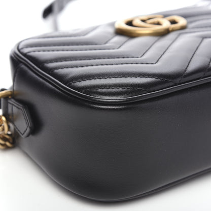Gucci Calfskin Matelasse Small GG Marmont Chain Shoulder Bag Black 8 of 9