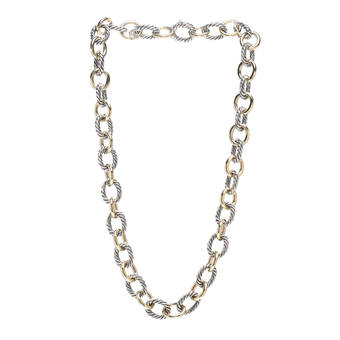 Sterling Silver 18K Yellow Gold 12mm Large Oval Link Necklace