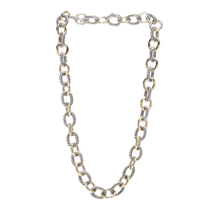David Yurman Sterling Silver 18K Yellow Gold 12mm Large Oval Link Necklace 3 of 4
