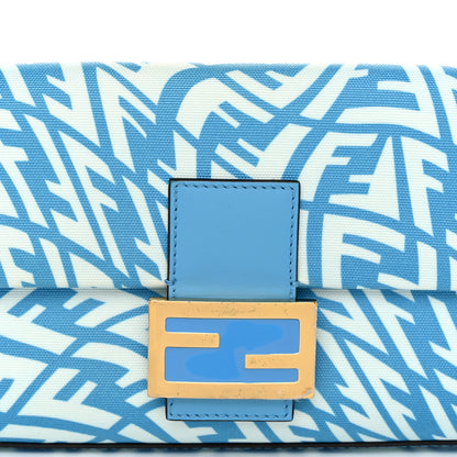 Fendi X SARAH COLEMAN Glazed Canvas Vitello King FF Vertigo Baguette 1997 Cyber Blue White 8 of 11