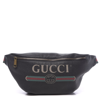 Gucci Grained Calfskin Logo Belt Bag Black 1 of 11