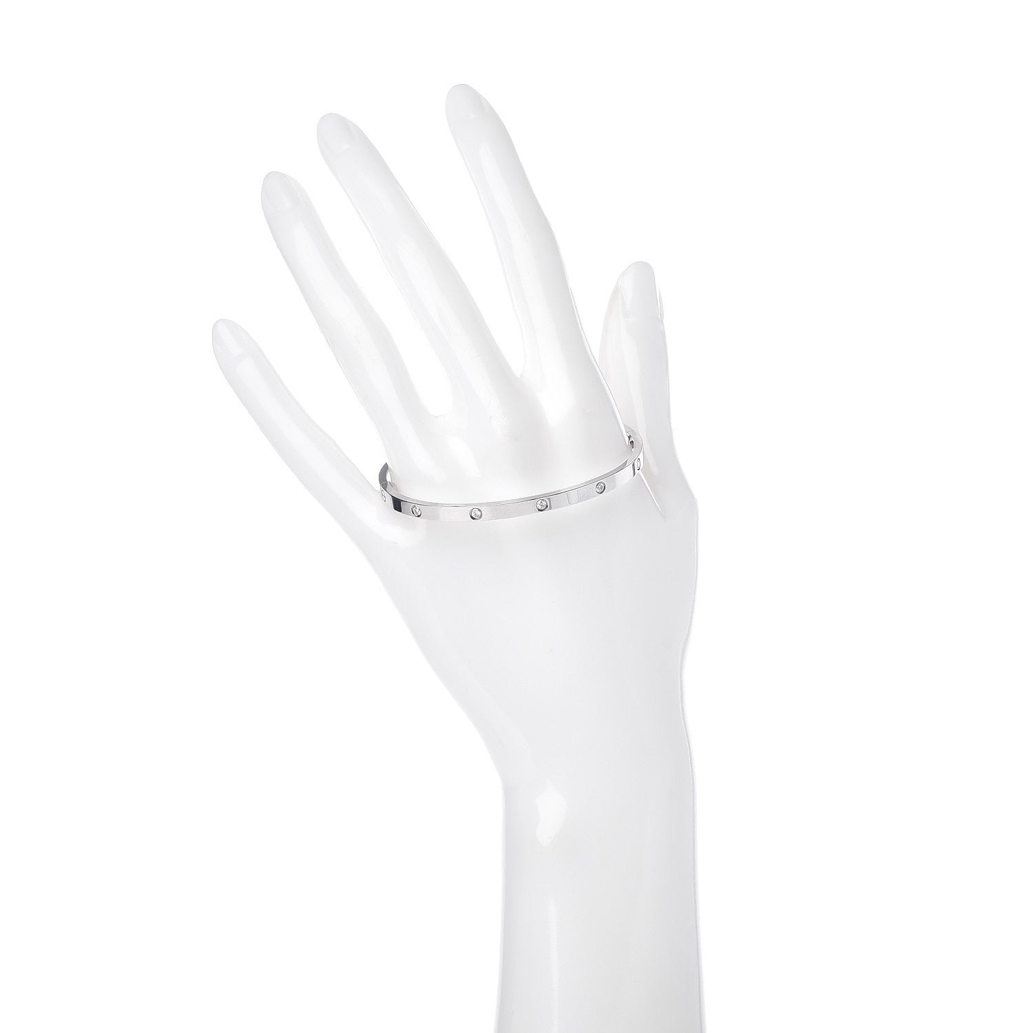 Cartier 18K White Gold 10 Diamond Small LOVE Bracelet 17 2 of 5