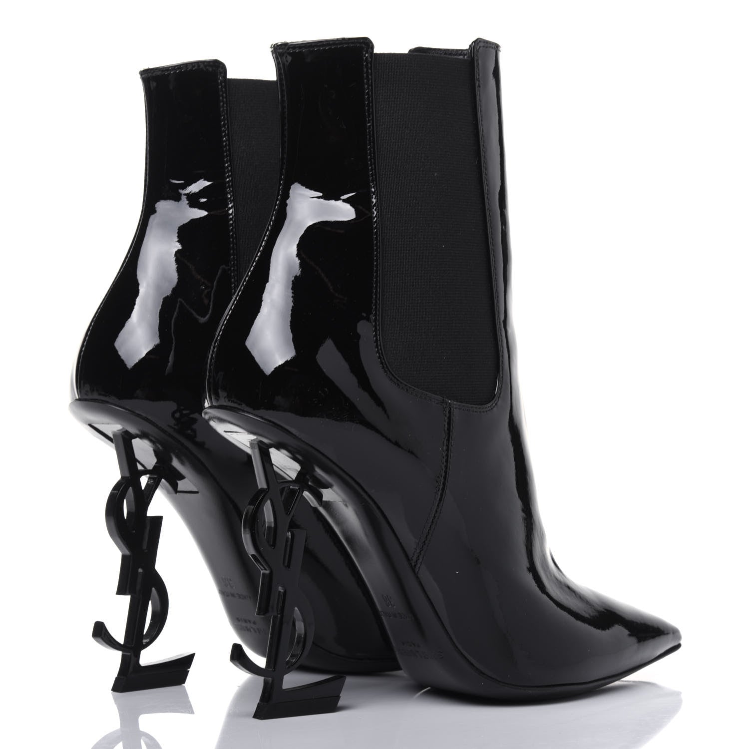 Saint Laurent Patent Opyum Ankle Booties 36 Black 4 of 8