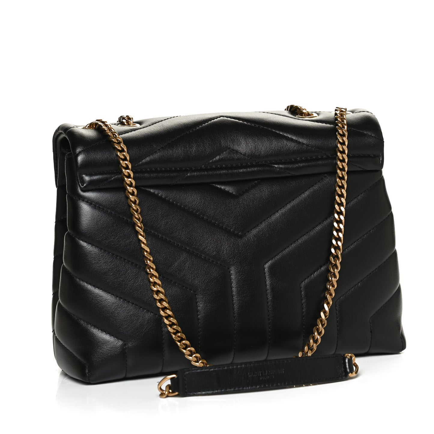 Calfskin Y Quilted Monogram Small Loulou Chain Satchel Black