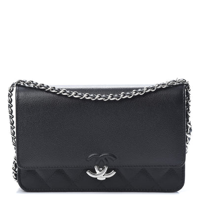 Chanel Grained Calfskin Quilted CC Box Wallet On Chain WOC Black 1 of 13