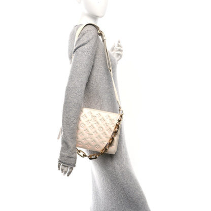 Louis Vuitton Pearlescent Lambskin Embossed Monogram Coussin PM Beige Rose 2 of 12