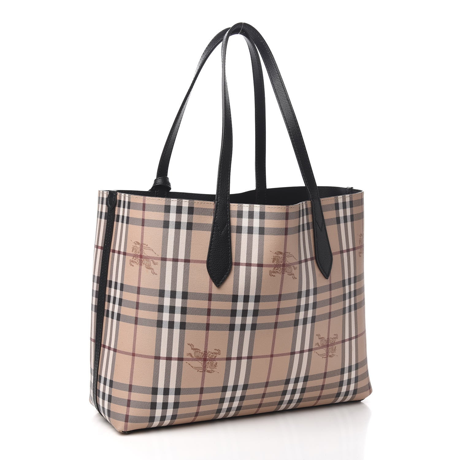 Burberry Grainy Calfskin Haymarket Check Medium Reversible Tote Black 3 of 15