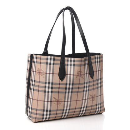 Burberry Grainy Calfskin Haymarket Check Medium Reversible Tote Black 3 of 15