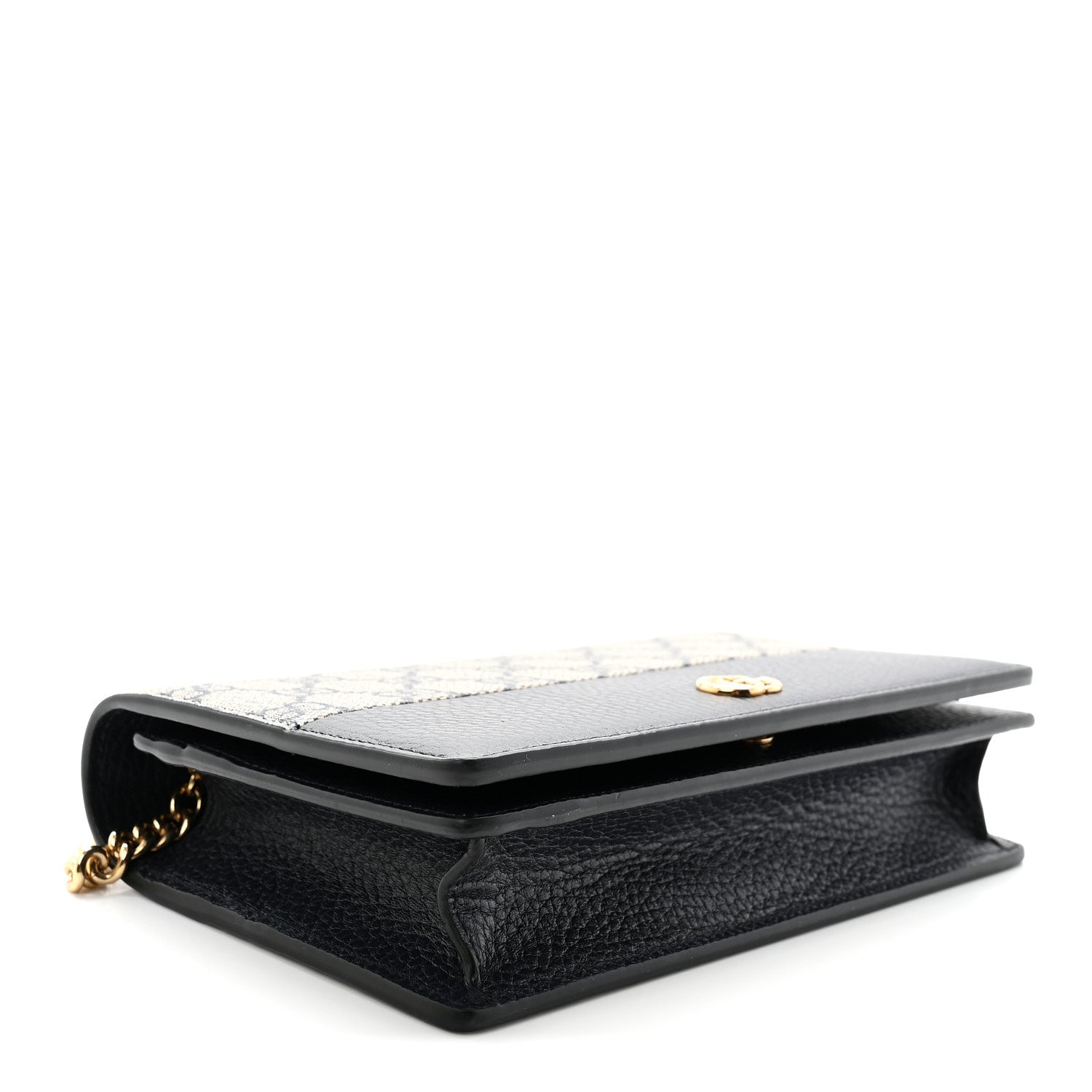 Gucci GG Supreme Monogram Textured Dollar Calfskin Mini GG Marmont Chain Wallet Beige Blue 4 of 9