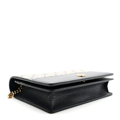 Gucci GG Supreme Monogram Textured Dollar Calfskin Mini GG Marmont Chain Wallet Beige Blue 4 of 9