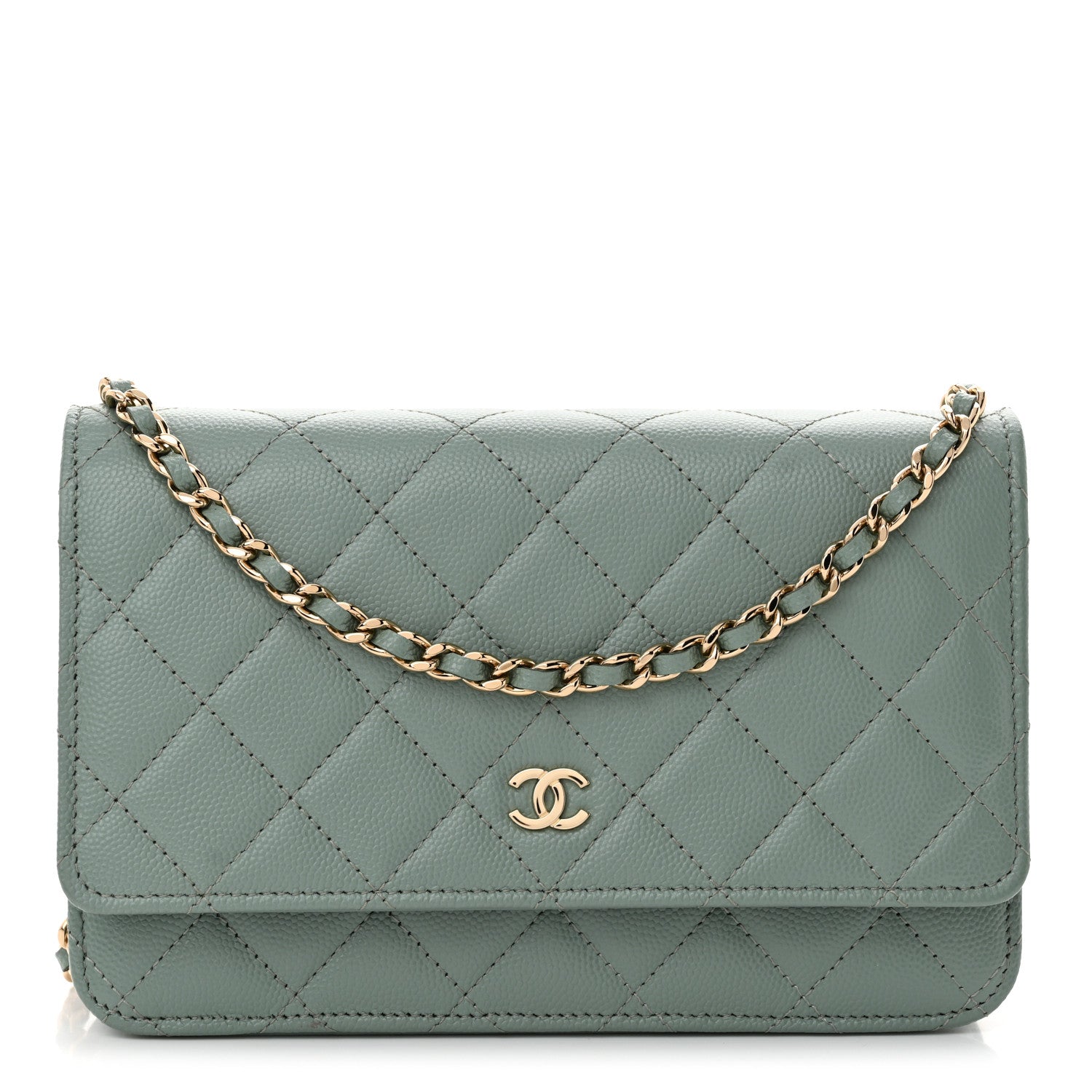 Chanel Caviar Quilted Wallet on Chain WOC Light Blue 1 of 13