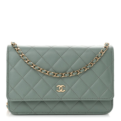 Chanel Caviar Quilted Wallet on Chain WOC Light Blue 1 of 13