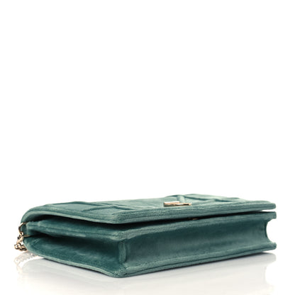 Christian Dior Velvet Diorama Wallet On Chain Pouch Water Blue 4 of 10