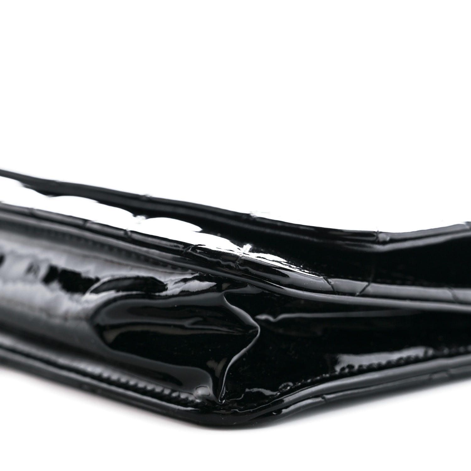 Chanel Patent Quilted Wallet On Chain WOC Black 8 of 16