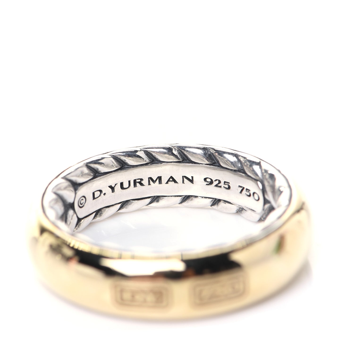 Sterling Silver 18K Yellow Gold 6mm Streamline Band Ring 60 9