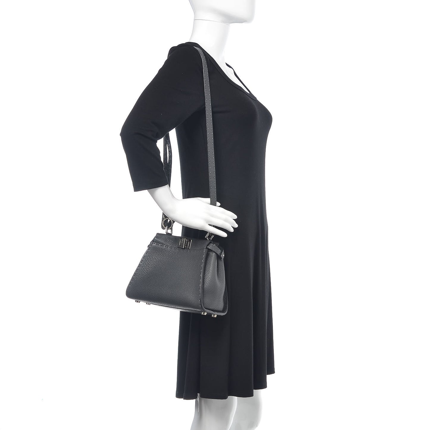 Cuoio Romano Selleria Bi-Color Mini Peekaboo Iconic Satchel Asfalto Latte