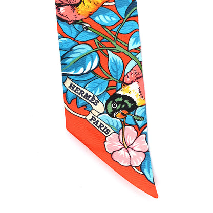 Hermes Silk Jungle Love Love Twilly Orange Bleu Brun 4 of 4