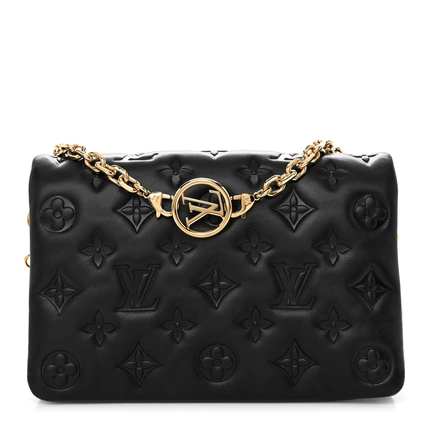 Lambskin Embossed Monogram Pochette Coussin Black