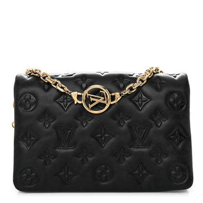 Louis Vuitton Lambskin Embossed Monogram Pochette Coussin Black 1 of 10