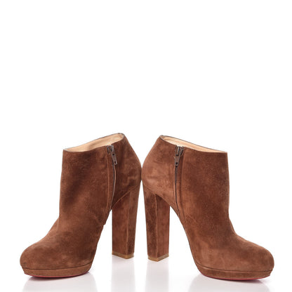 Christian Louboutin Veau Velours Rock and Gold 120 Ankle Booties 38.5 Havana 5 of 20