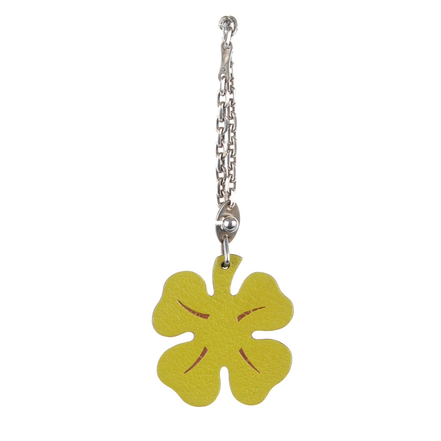 Chevre Mysore Lucky Clover Key Chain Bag Charm Vert Anis Orange