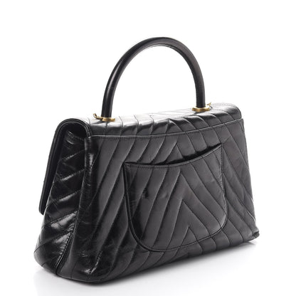 Chanel Calfskin Chevron Quilted Small Coco Handle Flap Black 3 of 7