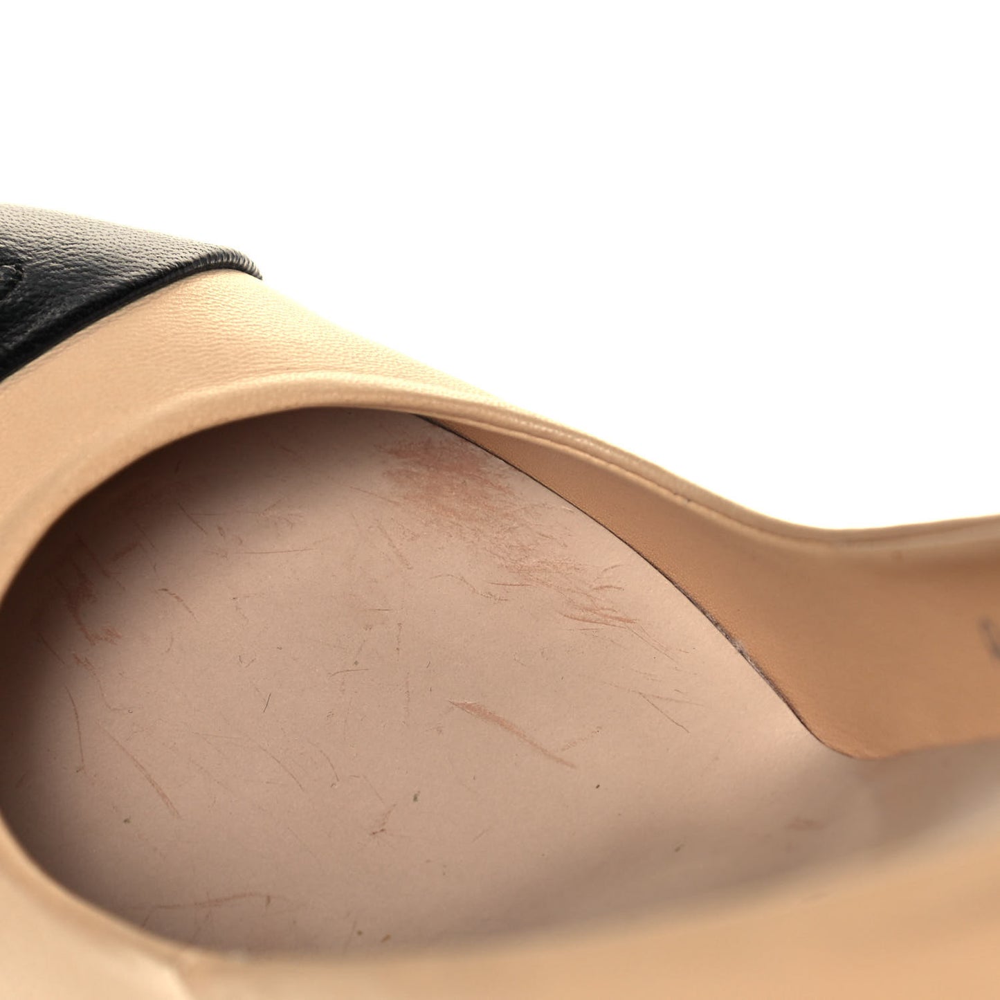 Lambskin Cap Toe Pumps 36 Beige Black