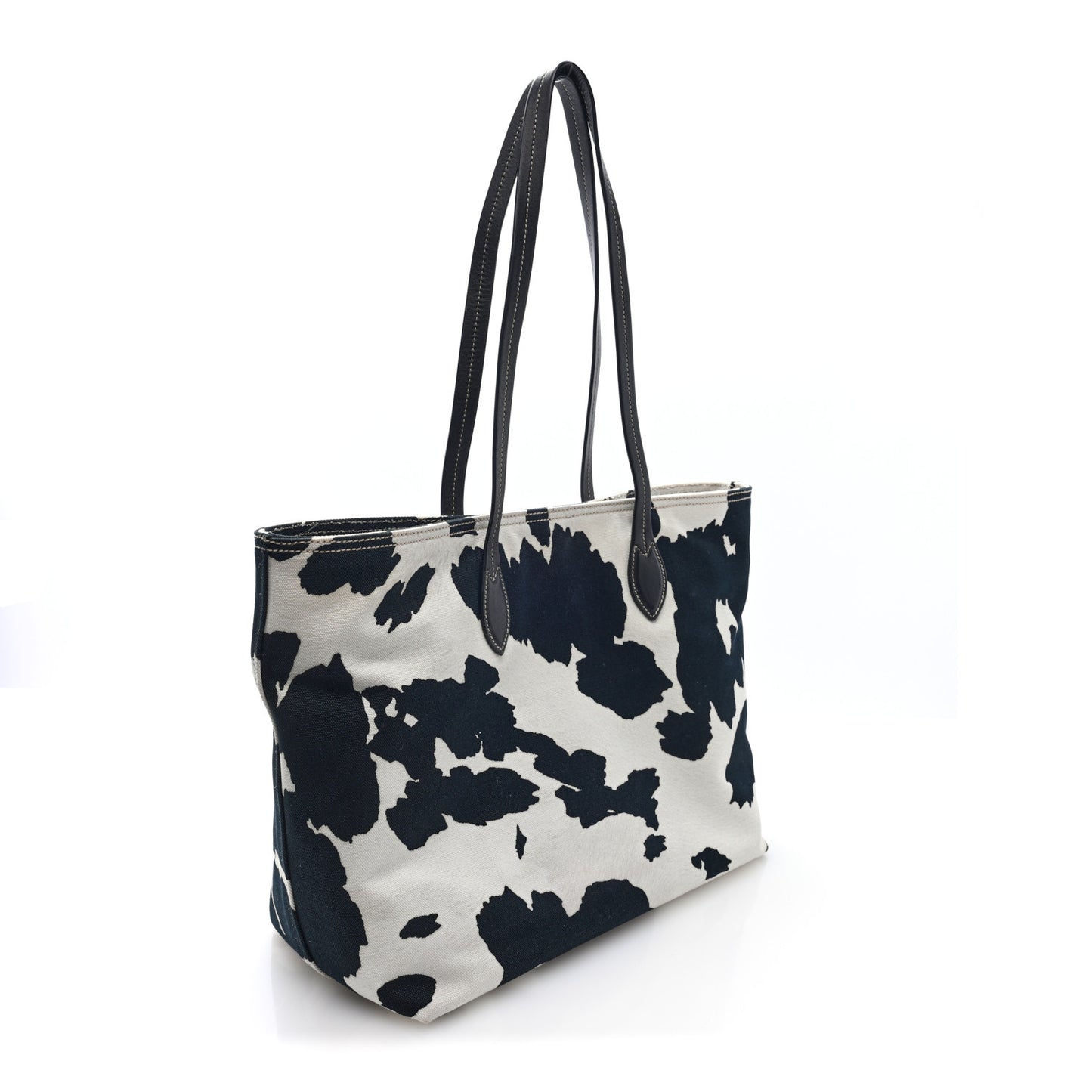 Tessuto Cow Print Shopping Tote Black White