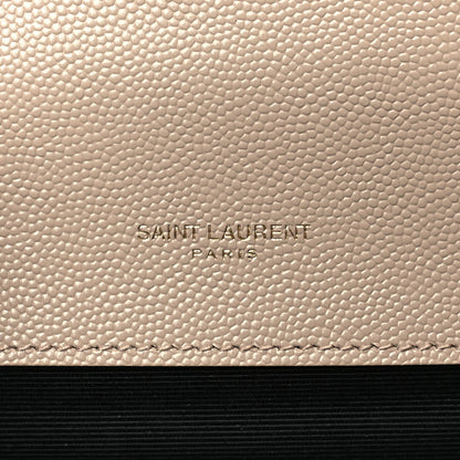 Saint Laurent Grain De Poudre Textured Mixed Matelasse Triquilt Small Monogram Satchel Dark Beige 6 of 8