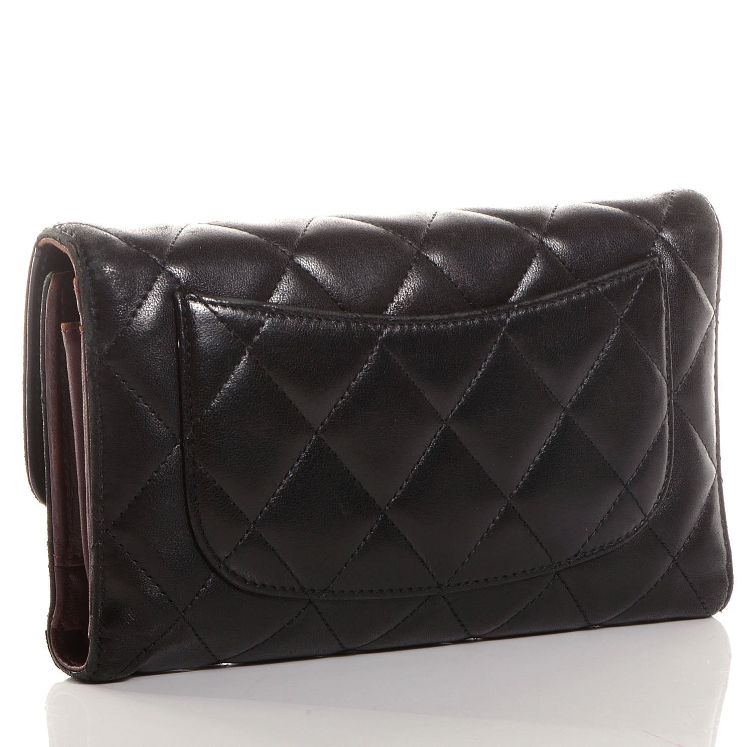 Chanel Lambskin Quilted Large Flap Wallet Black 3 of 8
