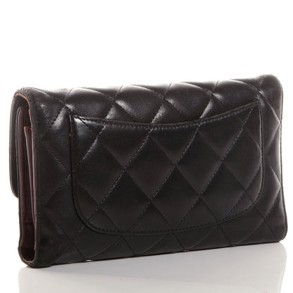 Chanel Lambskin Quilted Large Flap Wallet Black 3 of 8
