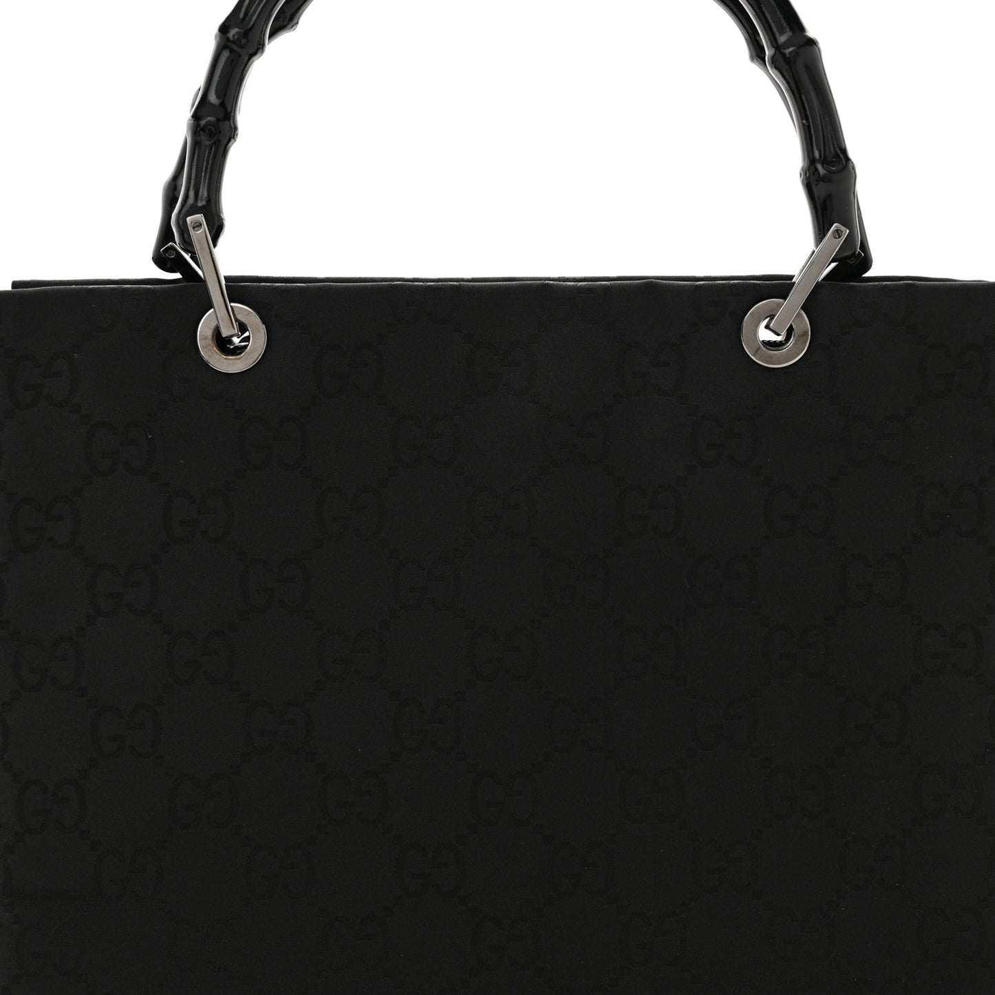 Nylon Monogram Bamboo Handle Bag Black