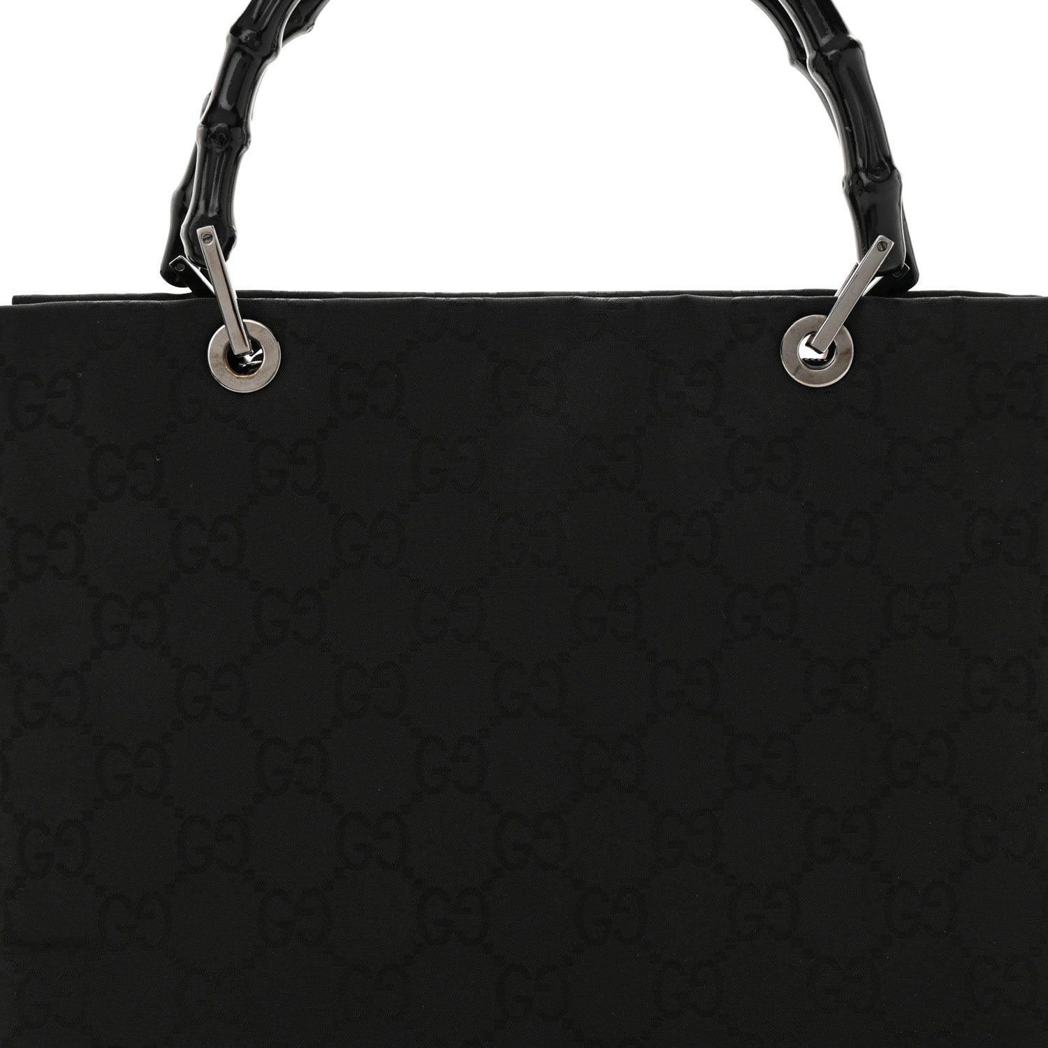 Gucci Nylon Monogram Bamboo Handle Bag Black 8 of 17