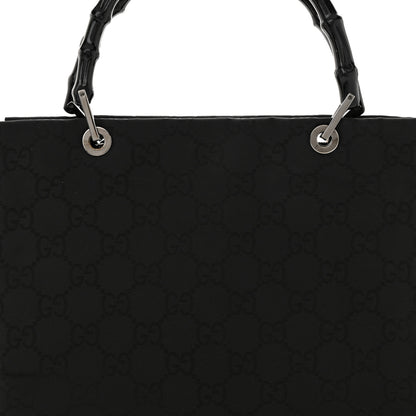 Gucci Nylon Monogram Bamboo Handle Bag Black 8 of 17