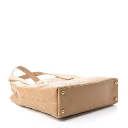 Chanel Calfskin Quilted Surpique Stitch Small Tote Beige 4 of 10