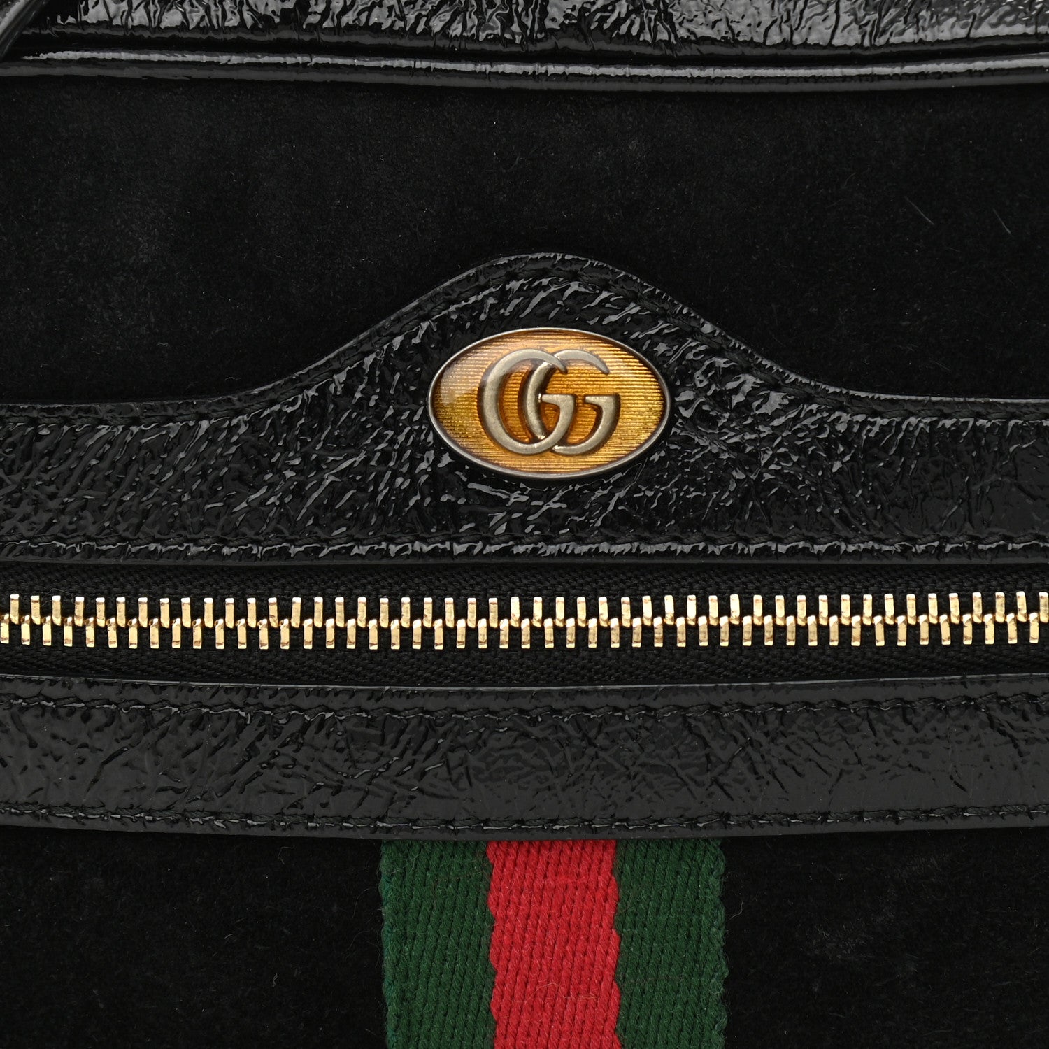 Gucci Suede Patent Web Mini Ophidia Shoulder Bag Black 8 of 10