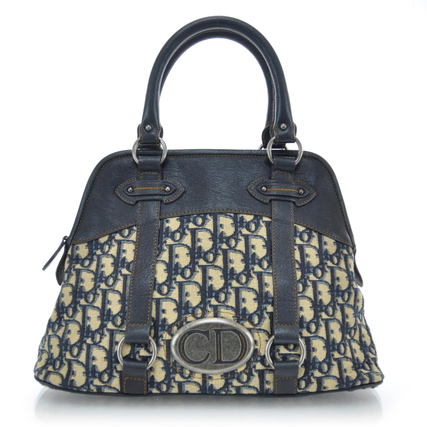 Christian Dior Monogram Vintage Traveler Tote Navy 1 of 9