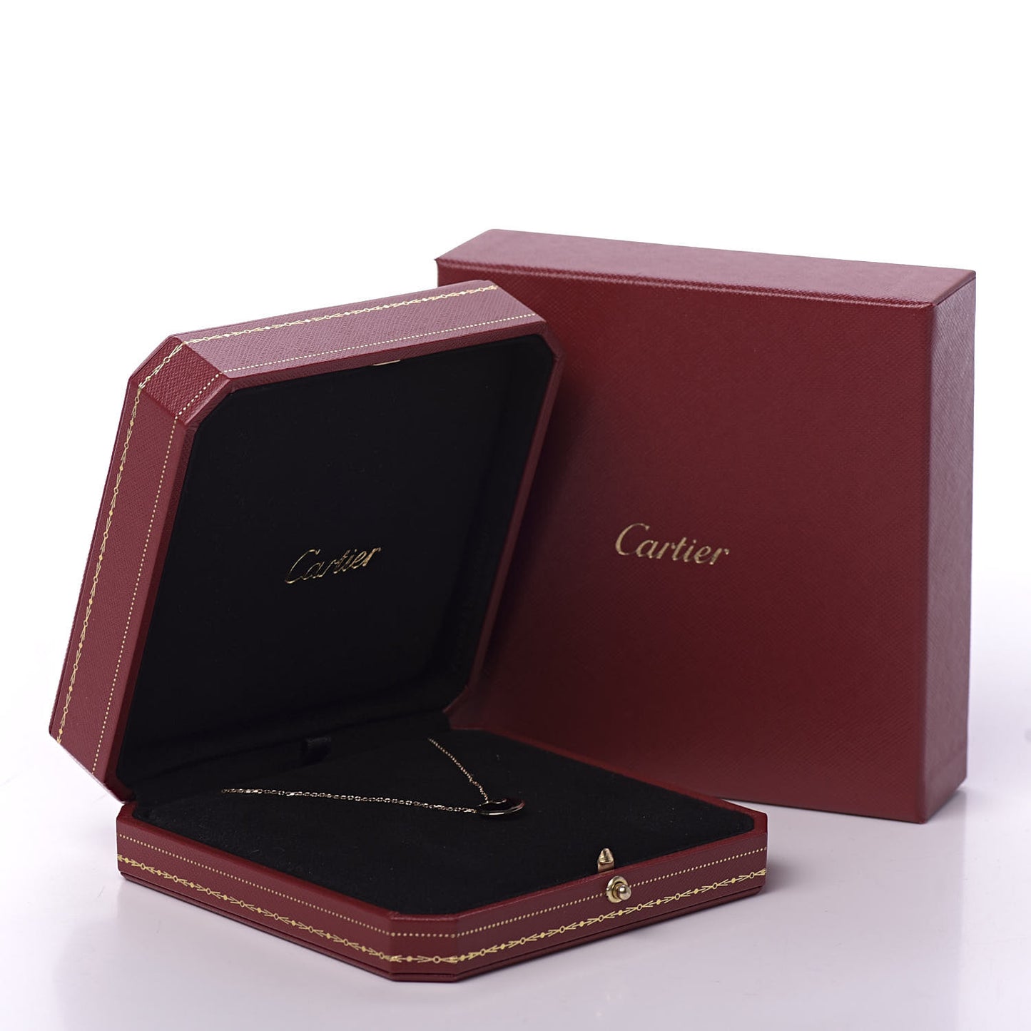18K Pink Gold Diamond Black Onyx XS Amulette de Cartier Pendant Necklace