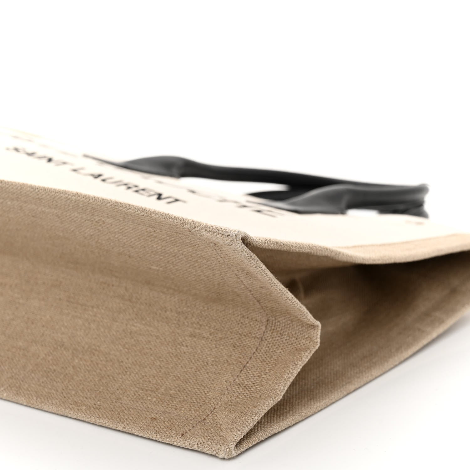 Saint Laurent Linen Calfskin Small Rive Gauche Tote Greggio Natural 9 of 9