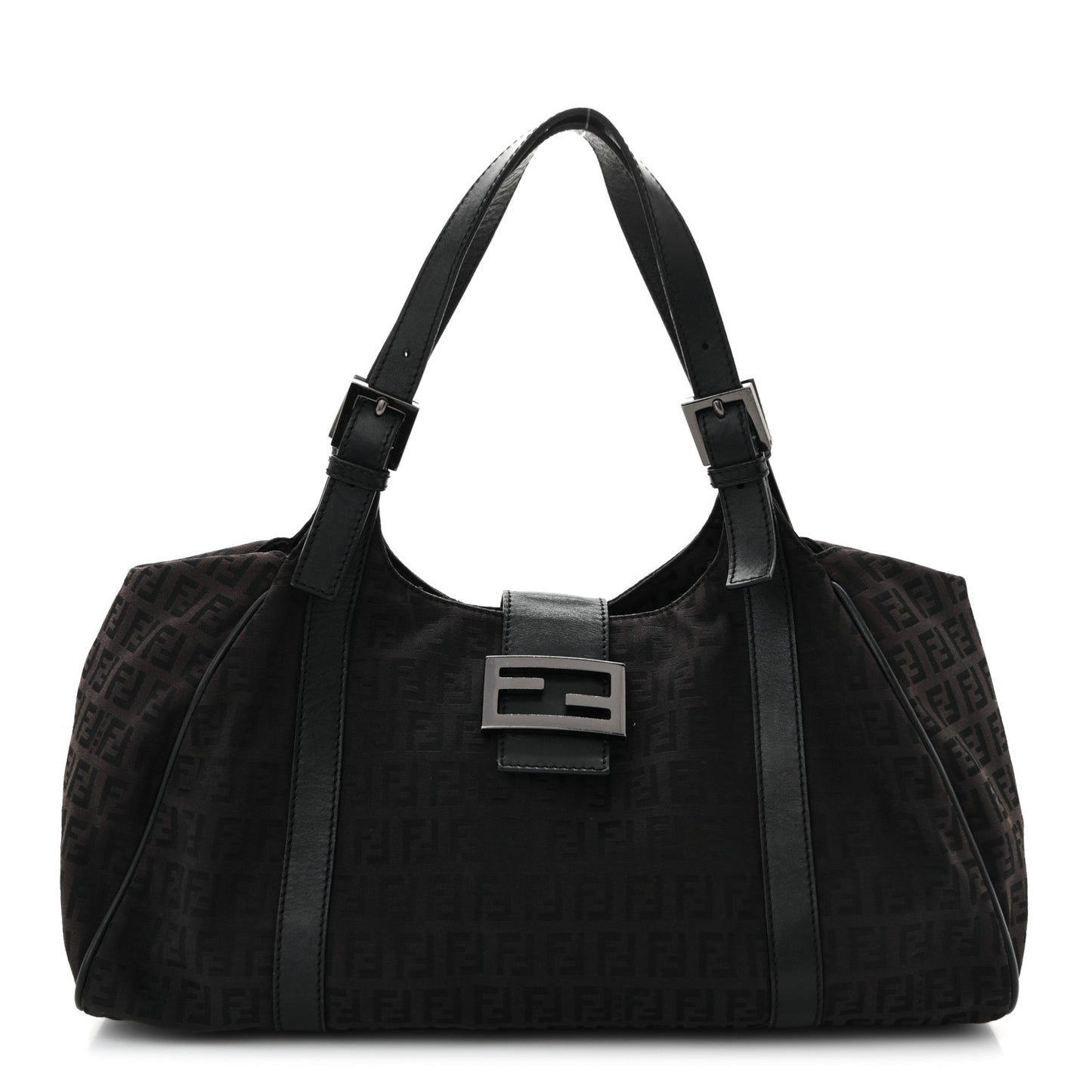 Zucchino Vitello Shoulder Bag Black Moro