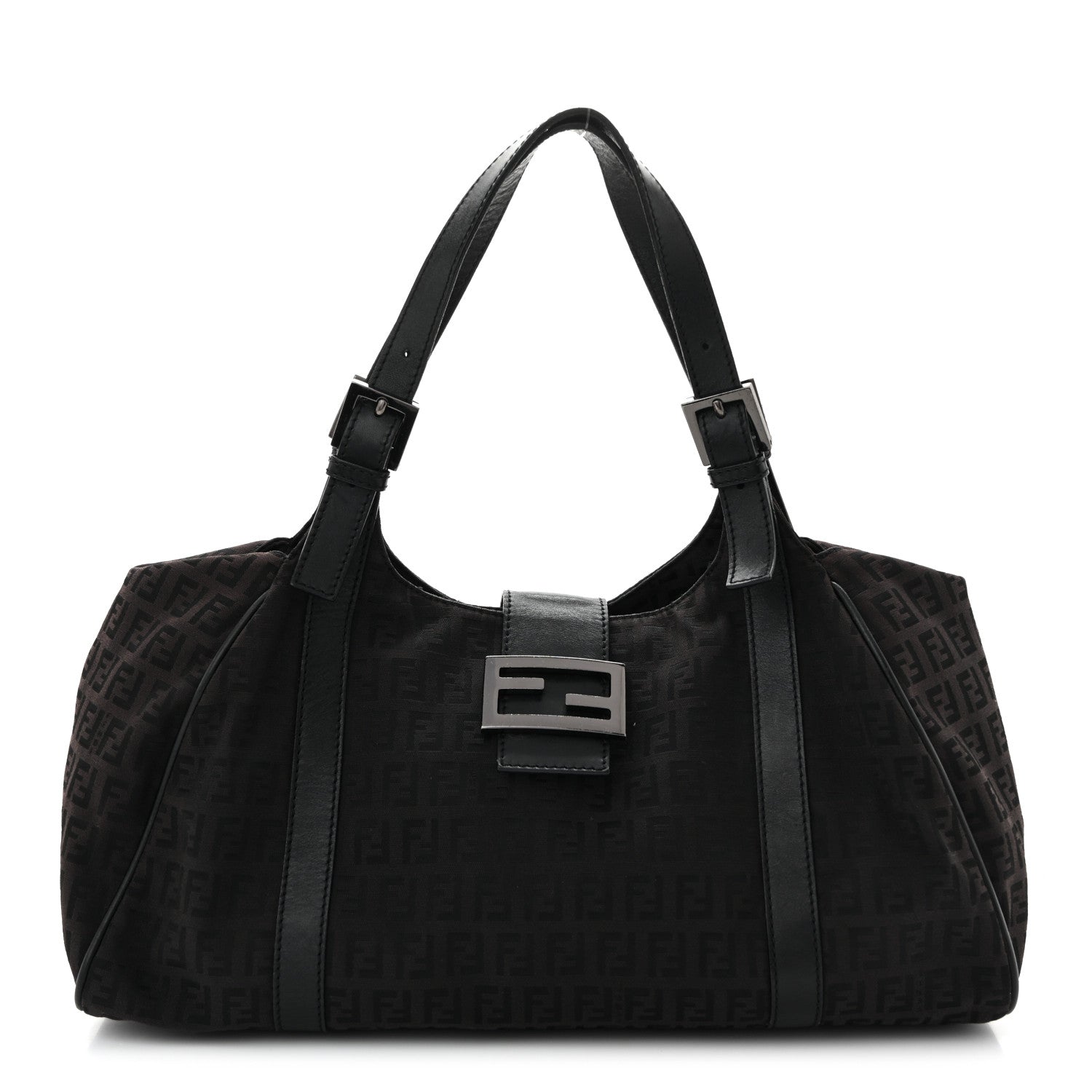 Fendi Zucchino Vitello Shoulder Bag Black Moro 1 of 10