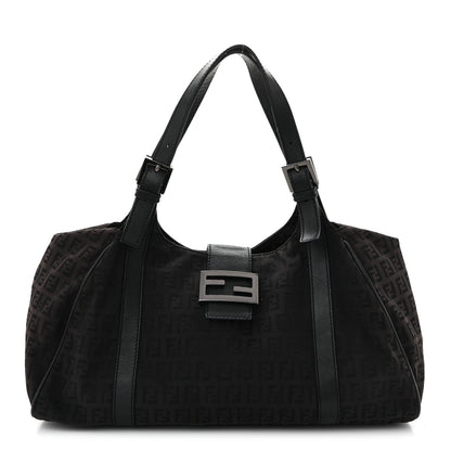 Fendi Zucchino Vitello Shoulder Bag Black Moro 1 of 10