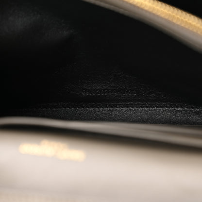 Saint Laurent Metallic Grain De Poudre Mixed Matelasse Triquilt Monogram Chain Wallet Piombo 6 of 11